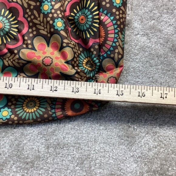 LG retro colors Floral Nylon Tote Bag With Zipper Closure zip inside and out‎ - Picture 4 of 9